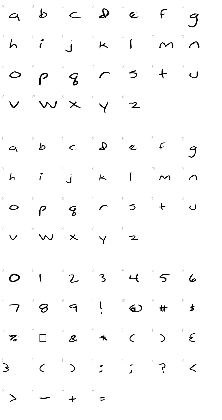 Character Map Simpleton Font