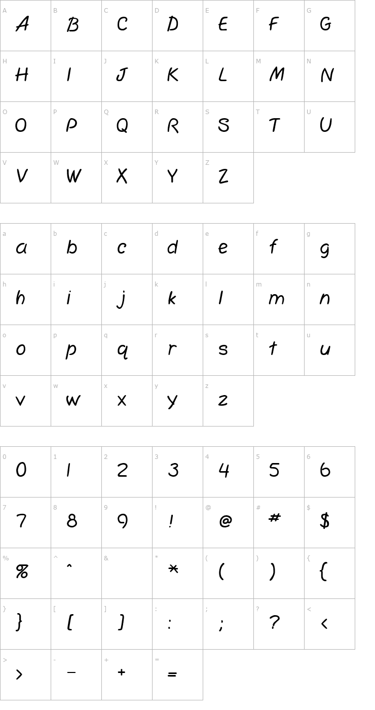 Character Map Simplicity Bold Font