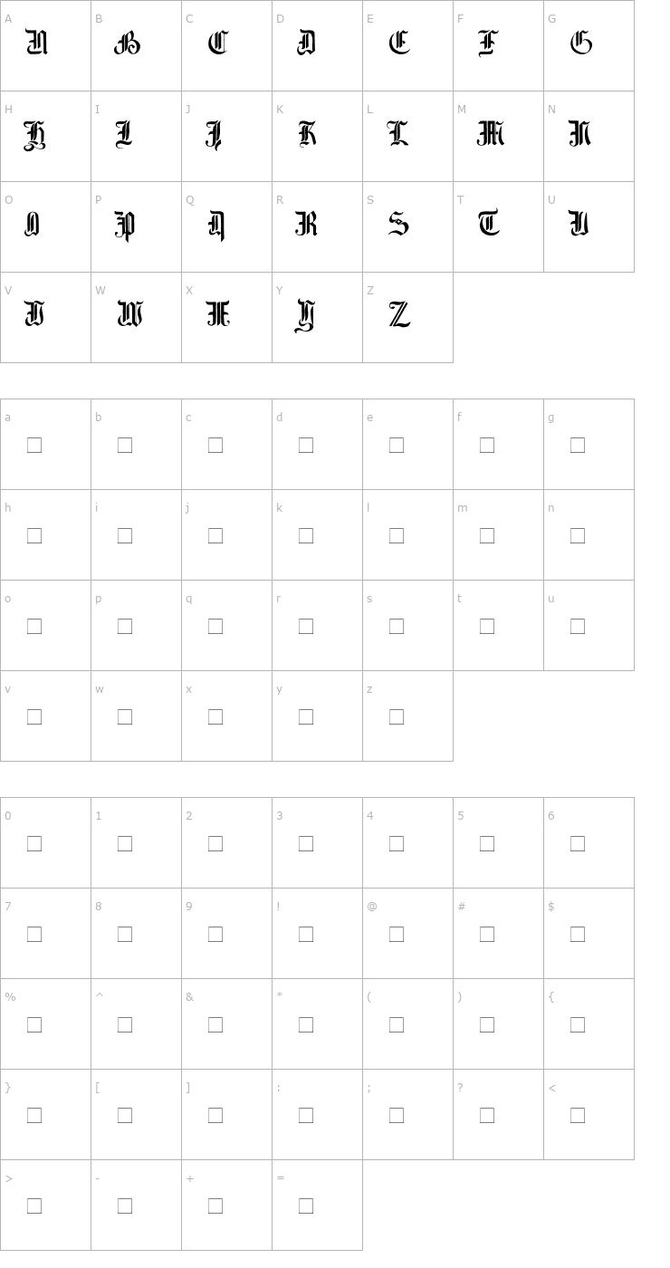 Character Map Simplicity Font