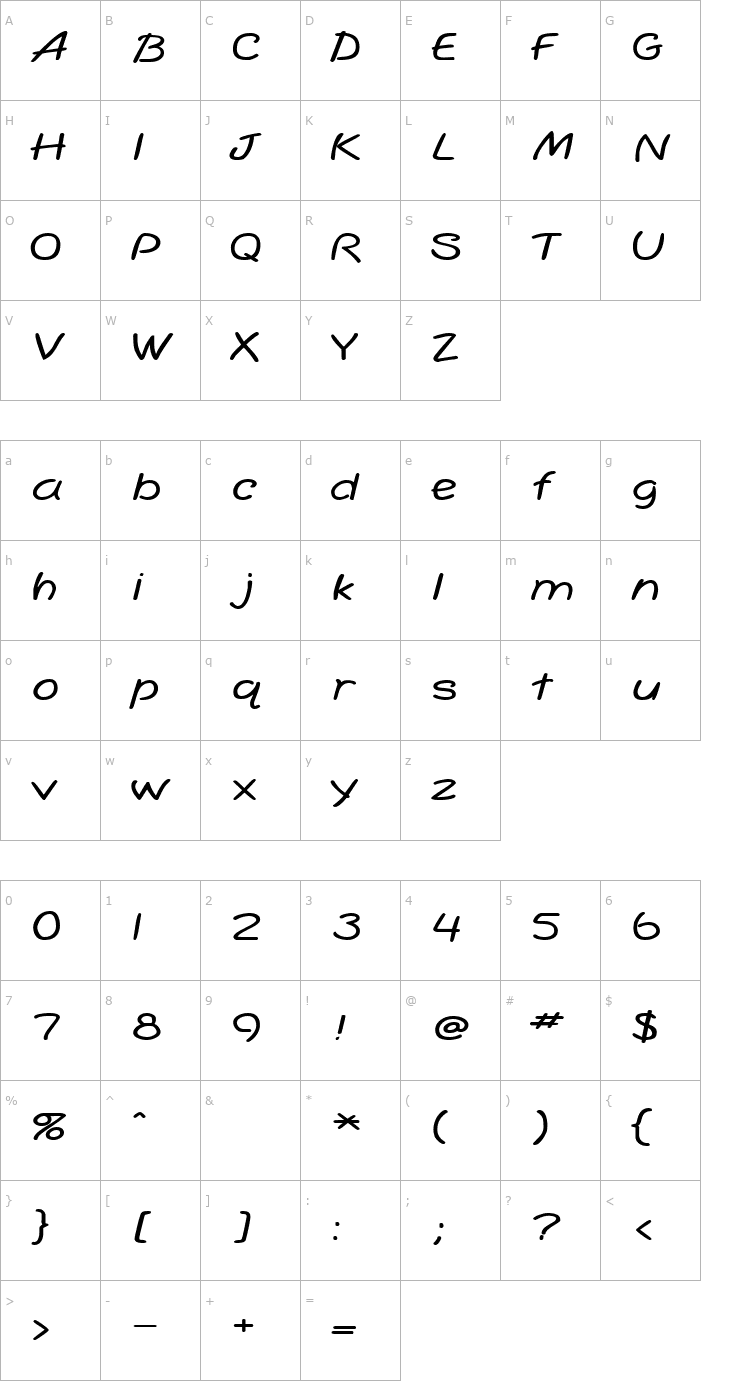 Character Map SimplicityExtended Bold Font