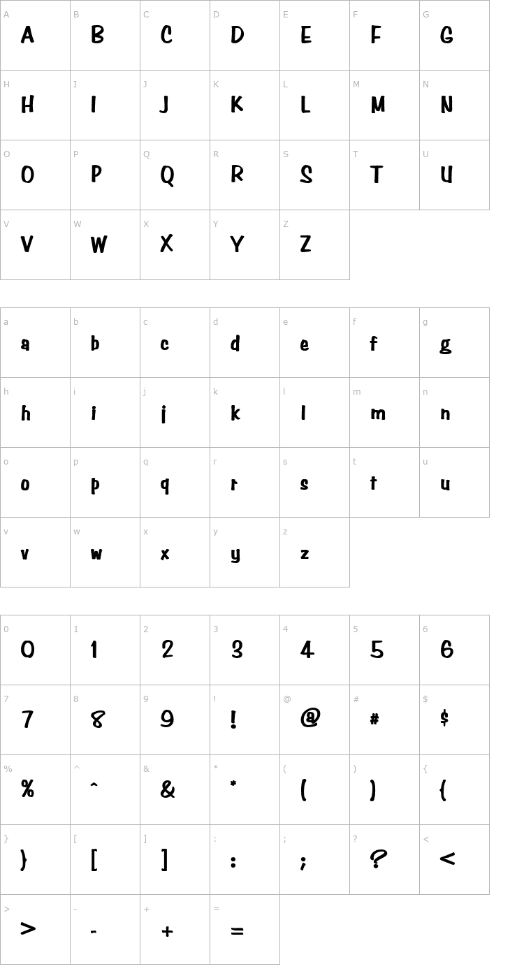 Character Map Simpson Heavy Bold Font