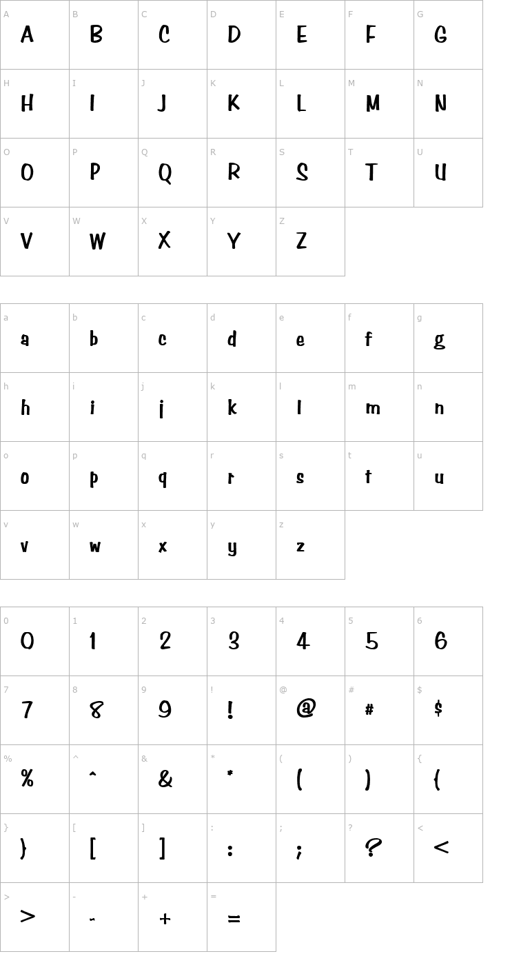 Character Map Simpson Heavy Normal Font