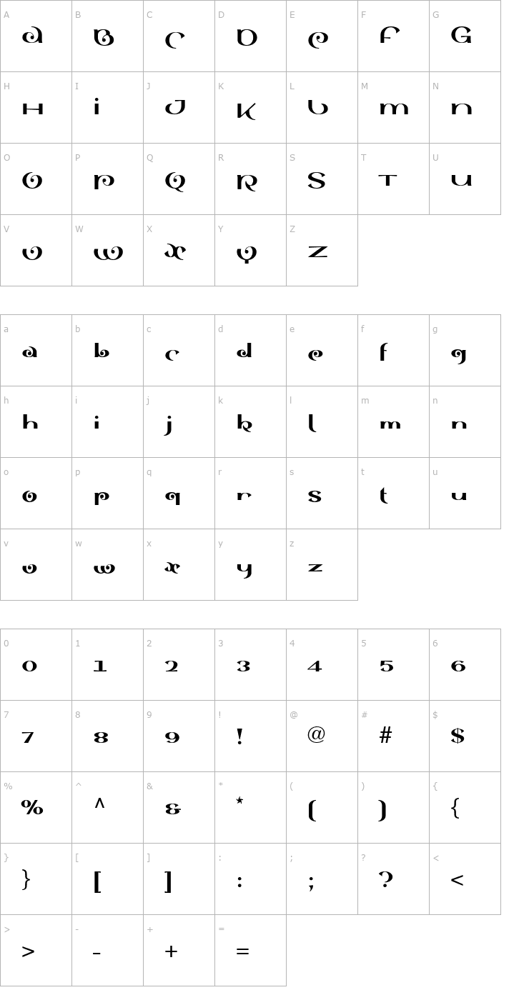 Character Map SinahBlackLL Font