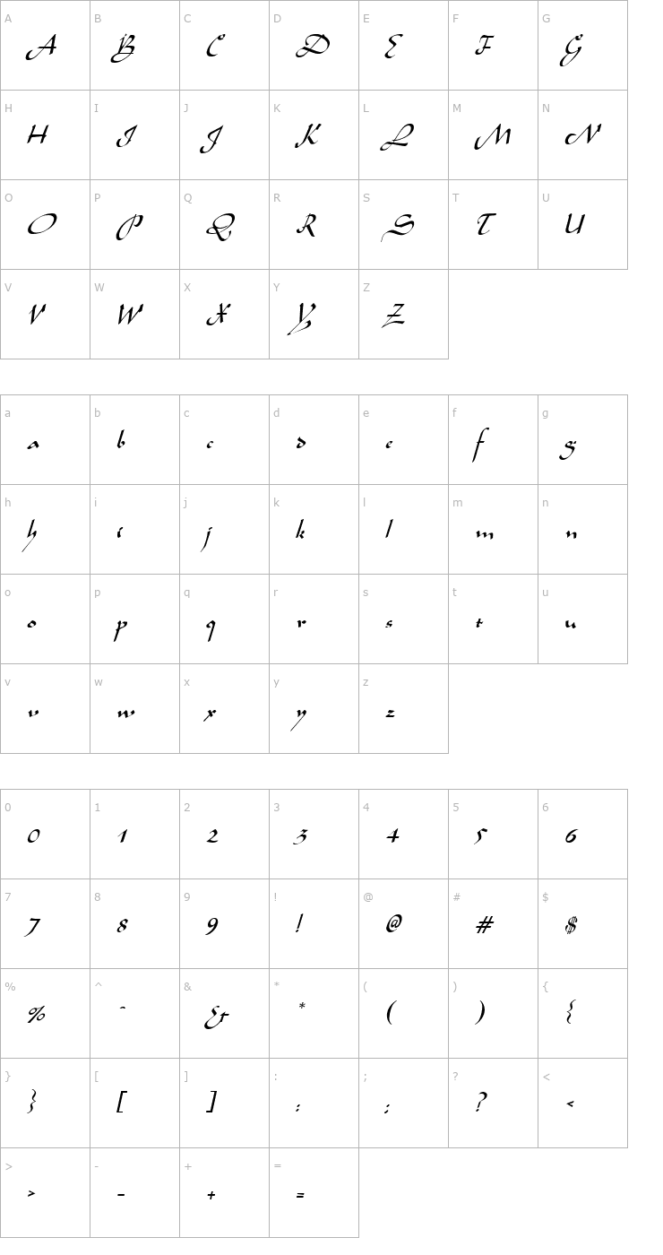Character Map Sinbad Normal Font