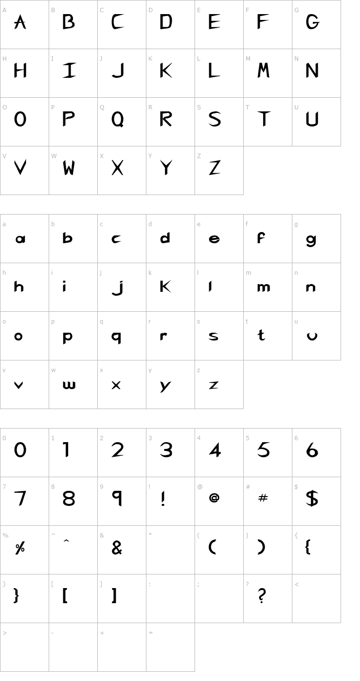Character Map Singapore Bold Font
