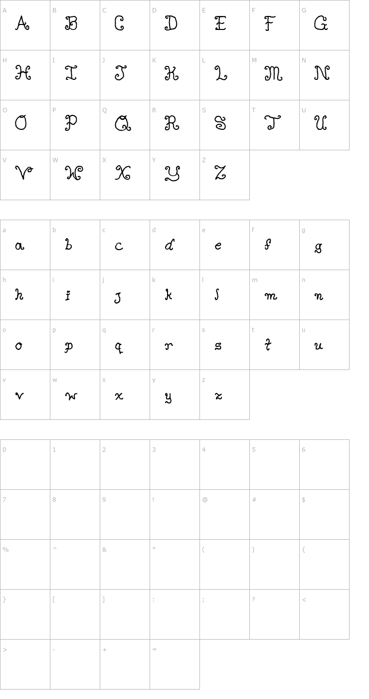 Character Map Single Gyrl Font