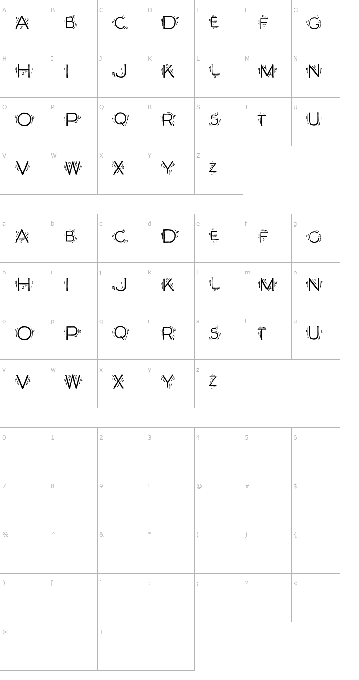 Character Map Single Stroke Font