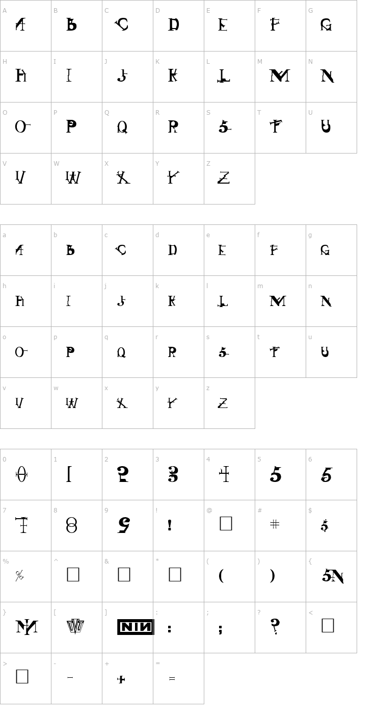 Character Map Singothic Regular Font