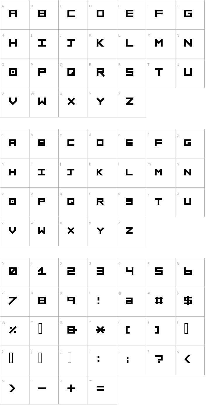 Character Map Sinner Font