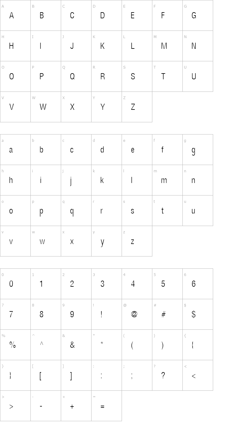 Character Map Siradze Font