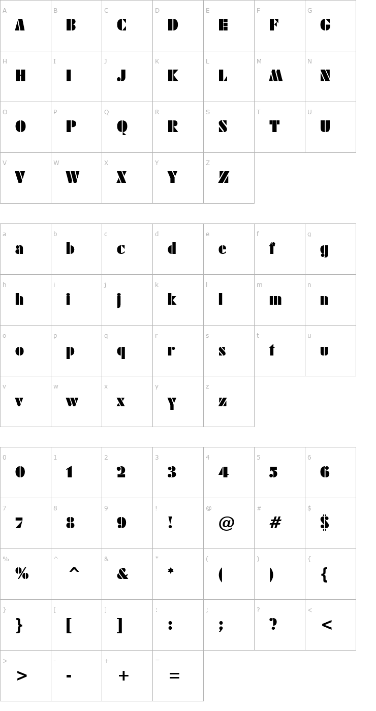 Character Map Sistemas Font