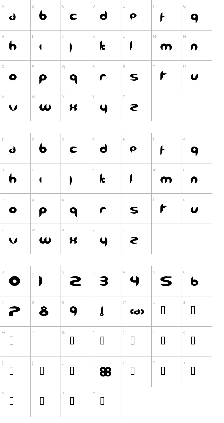 Character Map six 1 Font