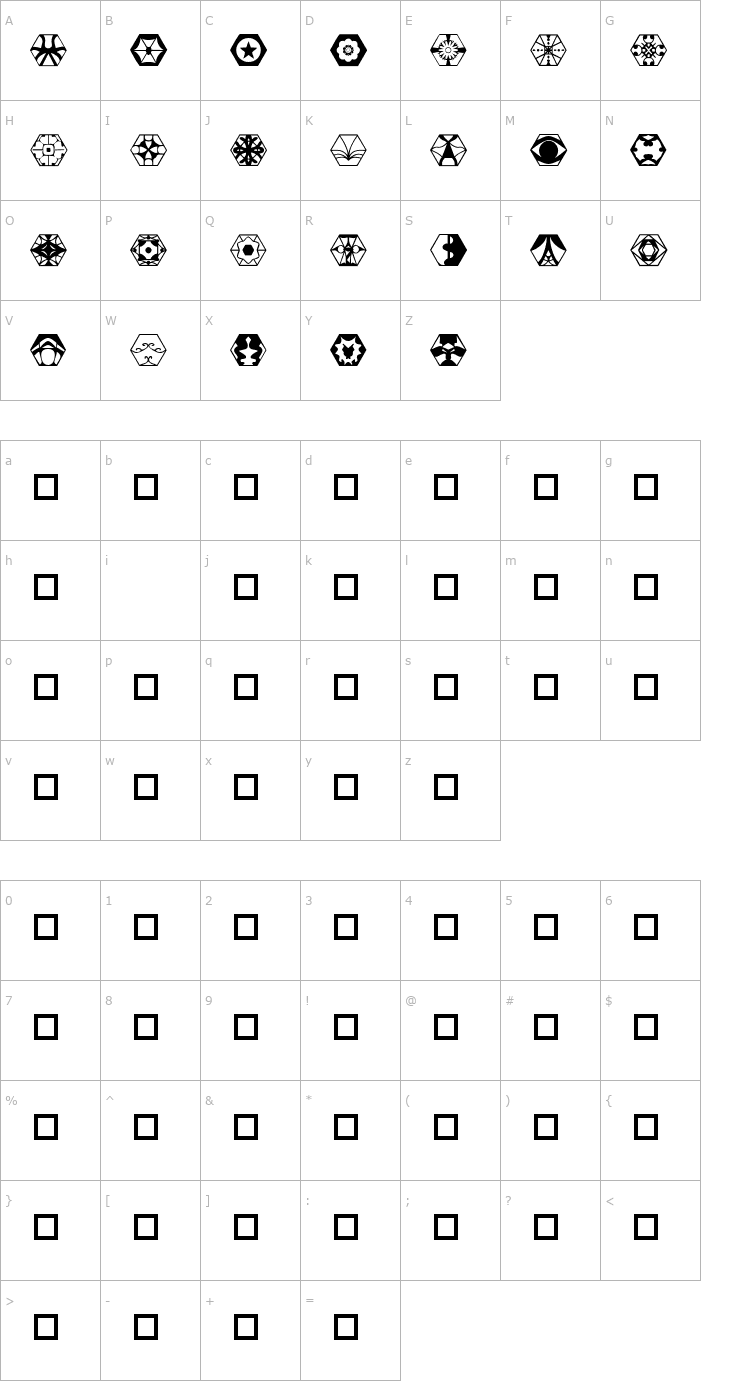 Character Map Six Shooters Font