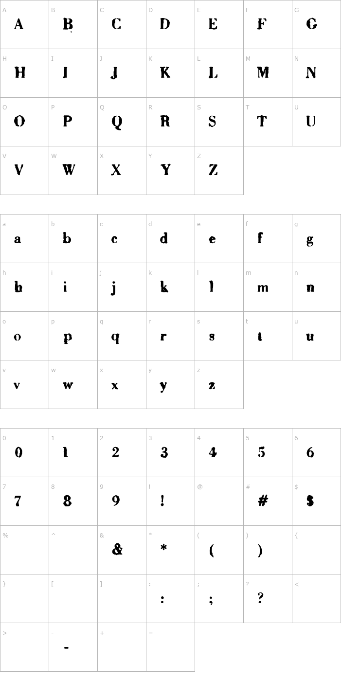 Character Map Sixty Font