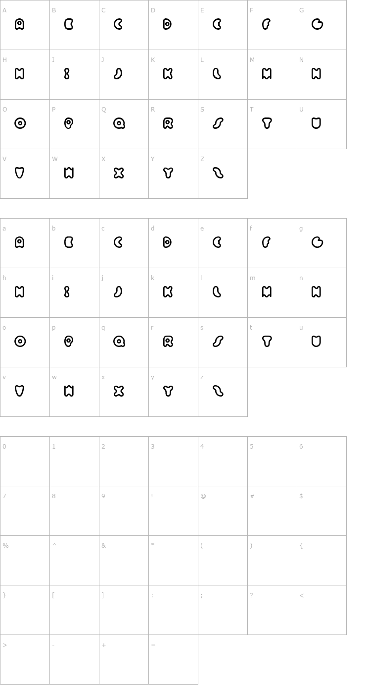 Character Map Sixty Queens Font