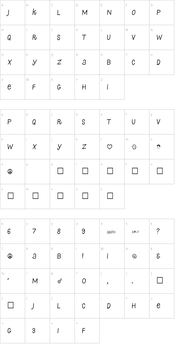 Character Map SixtySeven Font