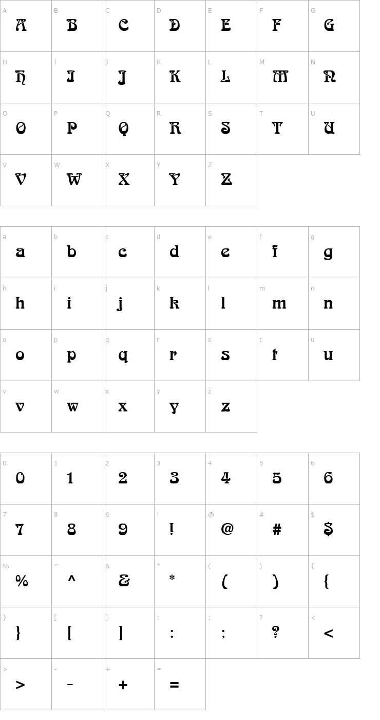 Character Map SkazkaForSerge Medium Font