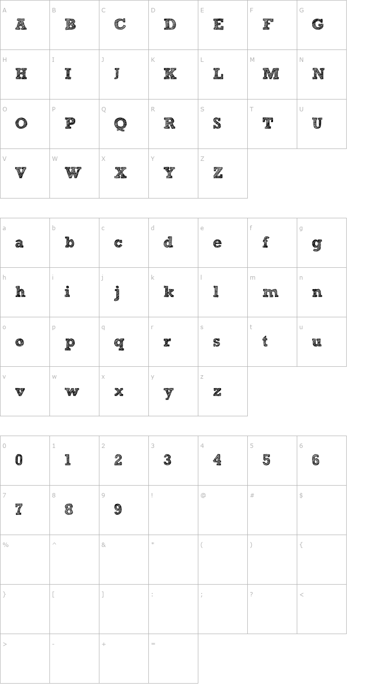 Character Map Sketch Block Font