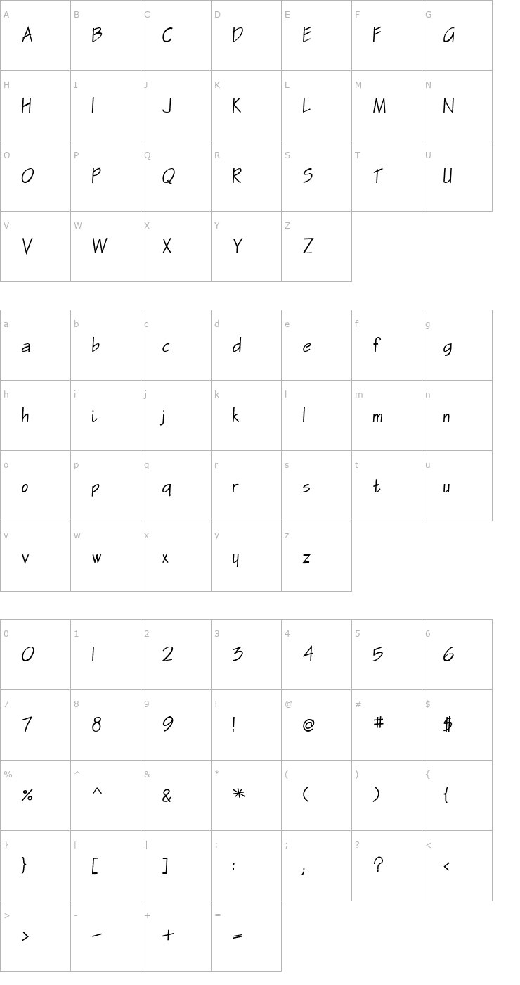 Character Map Sketch Normal Font
