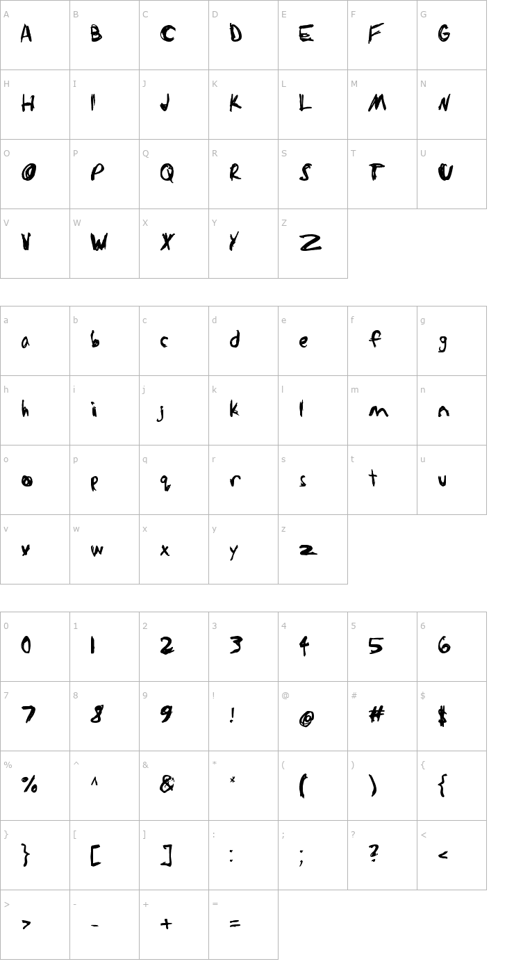 Character Map Sketchathon Font