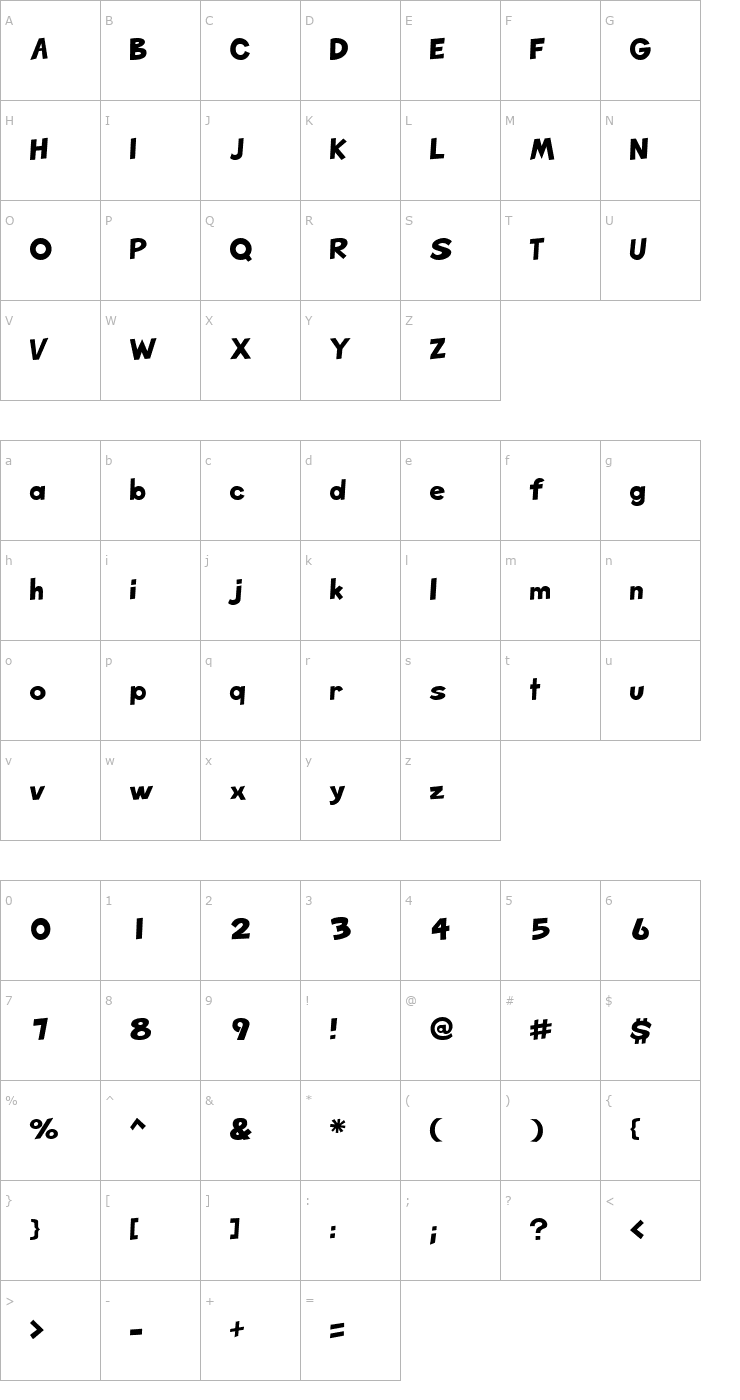 Character Map SketchHeavy Regular Font
