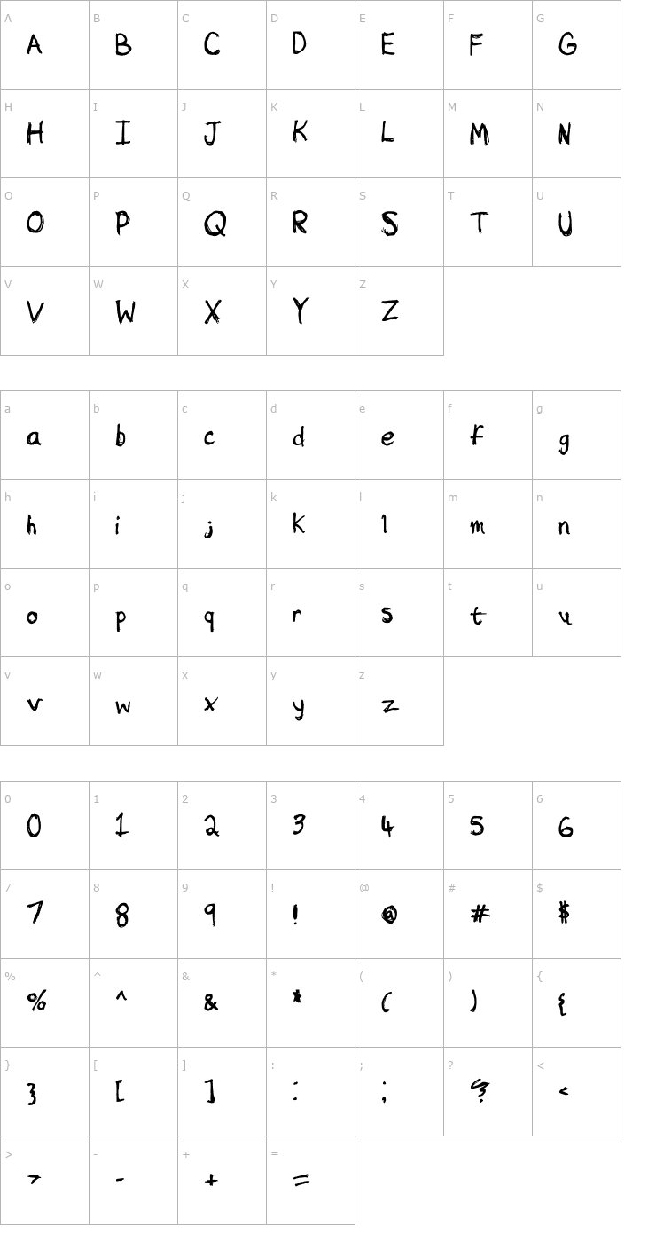 Character Map Sketchy by Carter Konz Font
