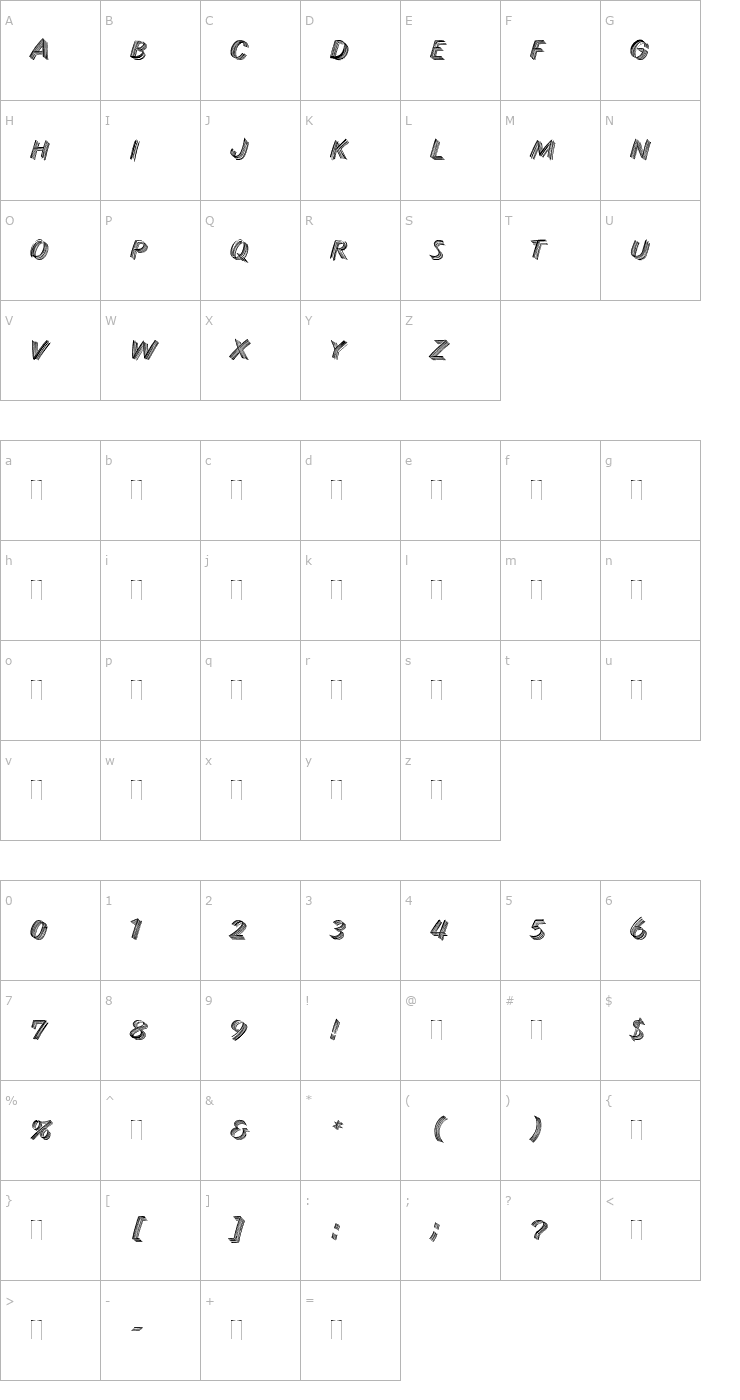 Character Map Skid Row Plain Font