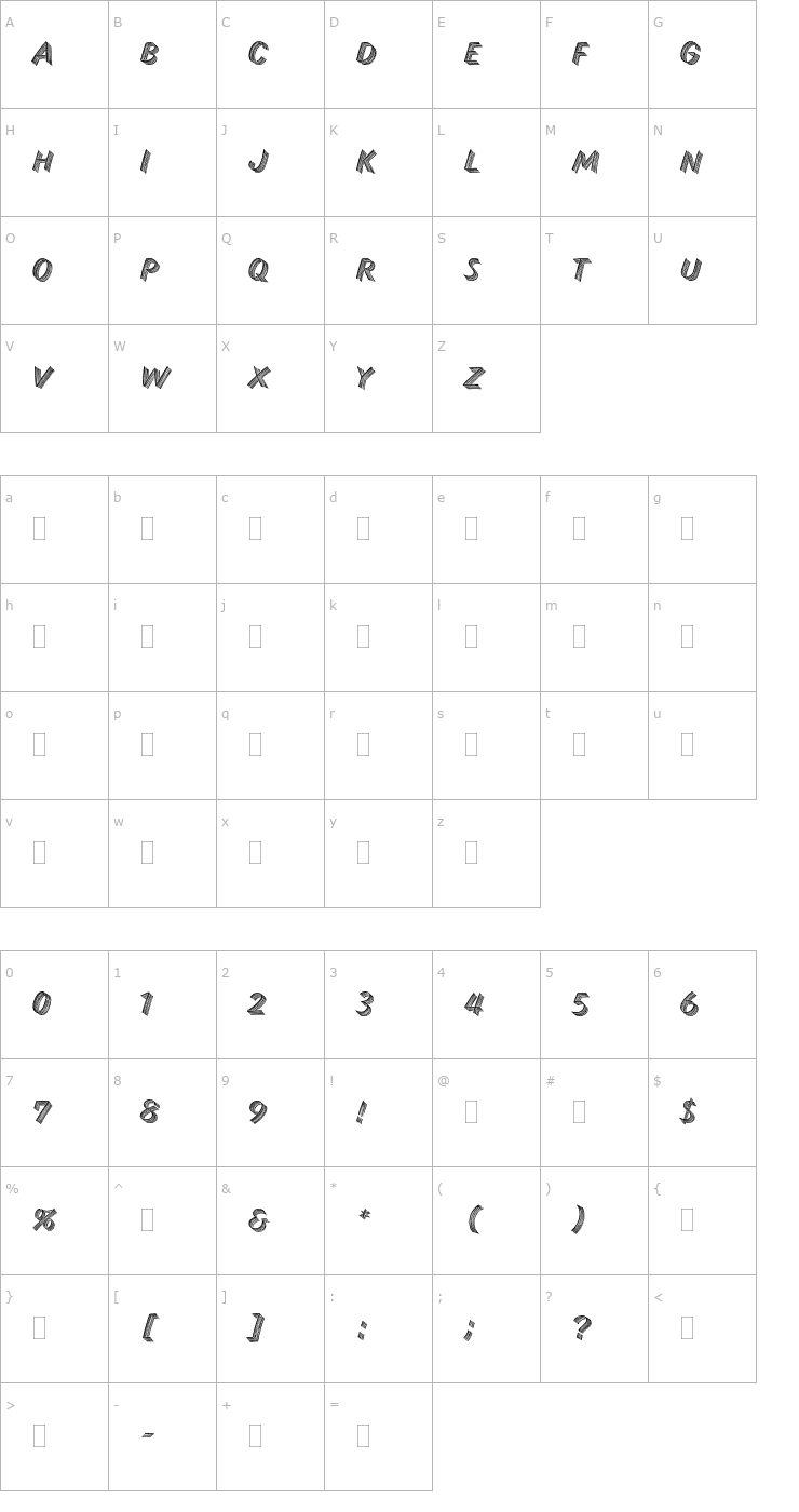 Character Map SkidRowPlain Font