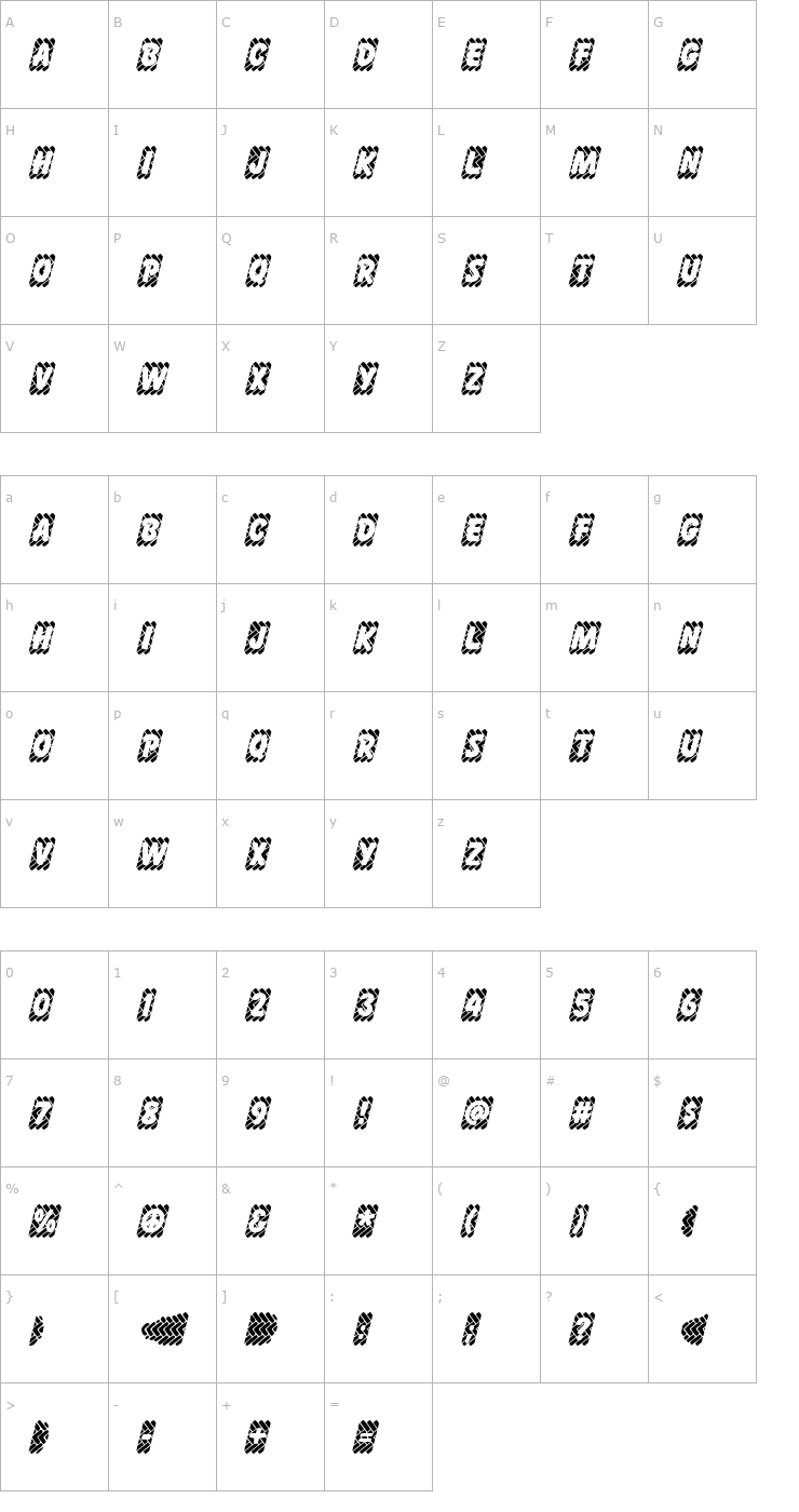 Character Map Skidz Font