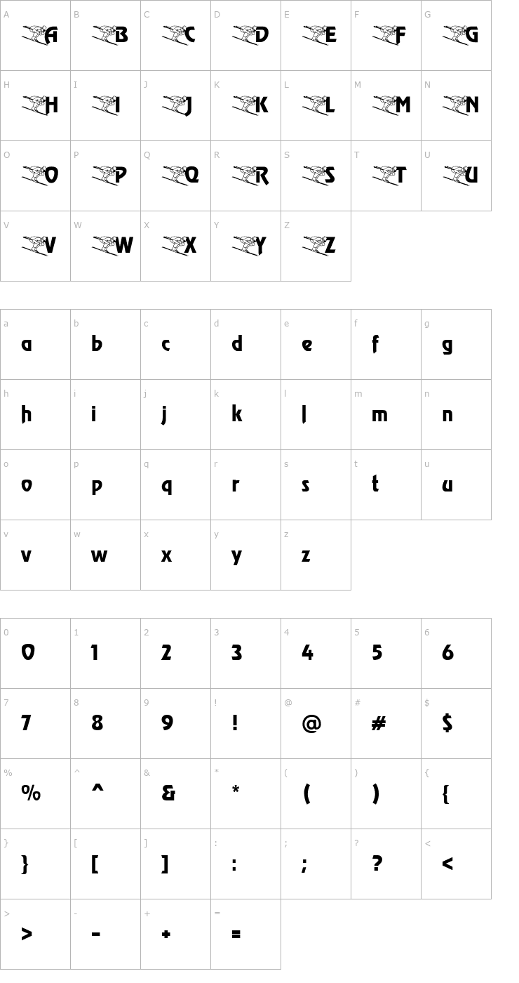 Character Map Skiing Becker Font