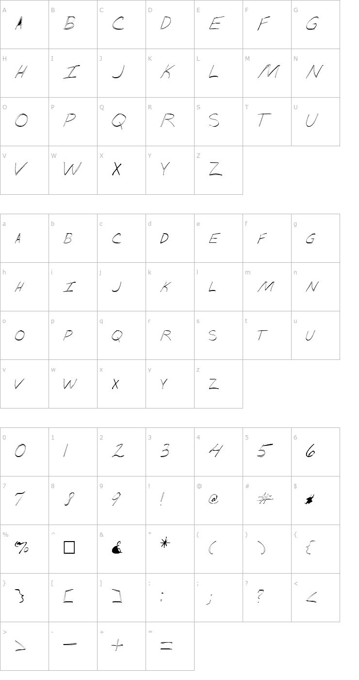 Character Map Skimpus Font