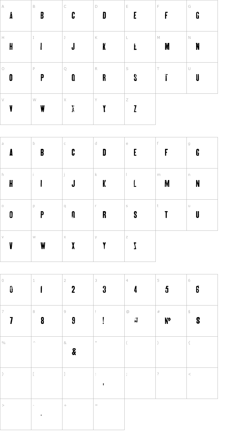 Character Map Skin & Bones Font