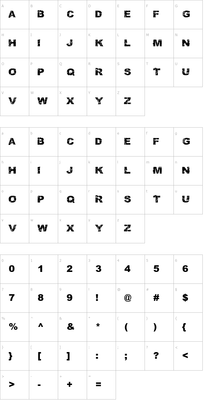 Character Map Skratch Punk Font