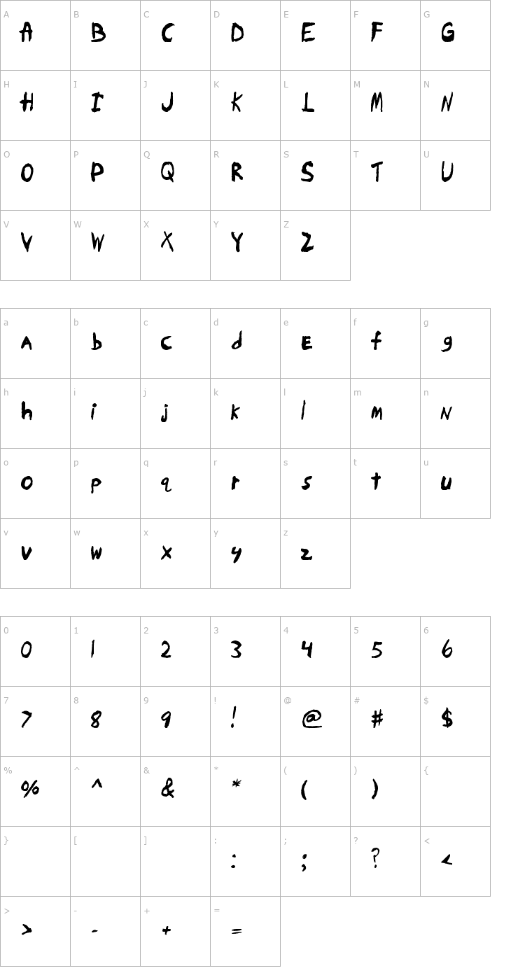 Character Map Skrawl Font