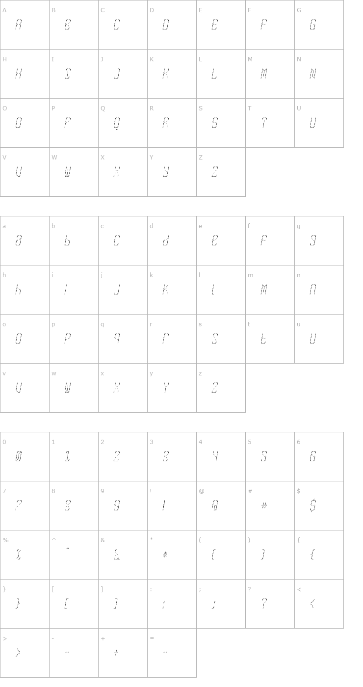 Character Map SkreanFine Oblique Font