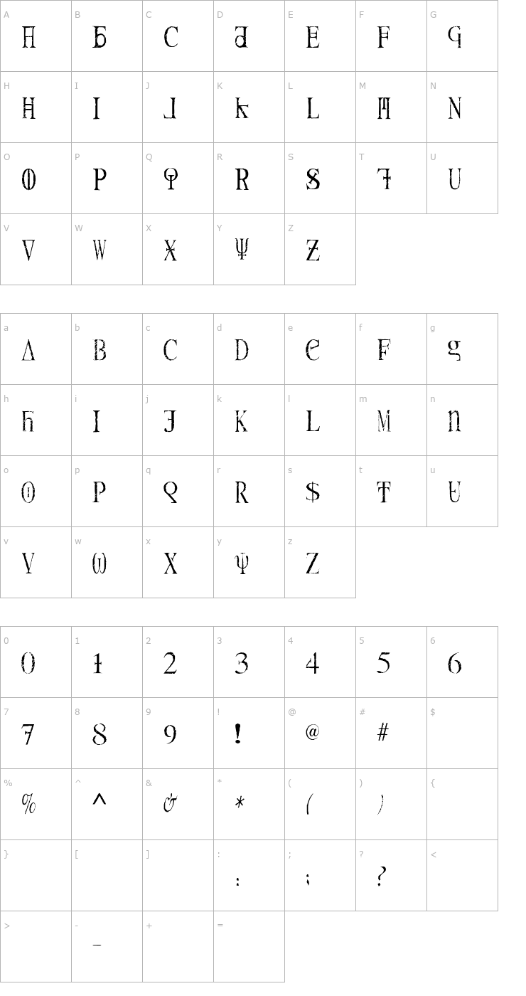 Character Map SkreechCaps Font