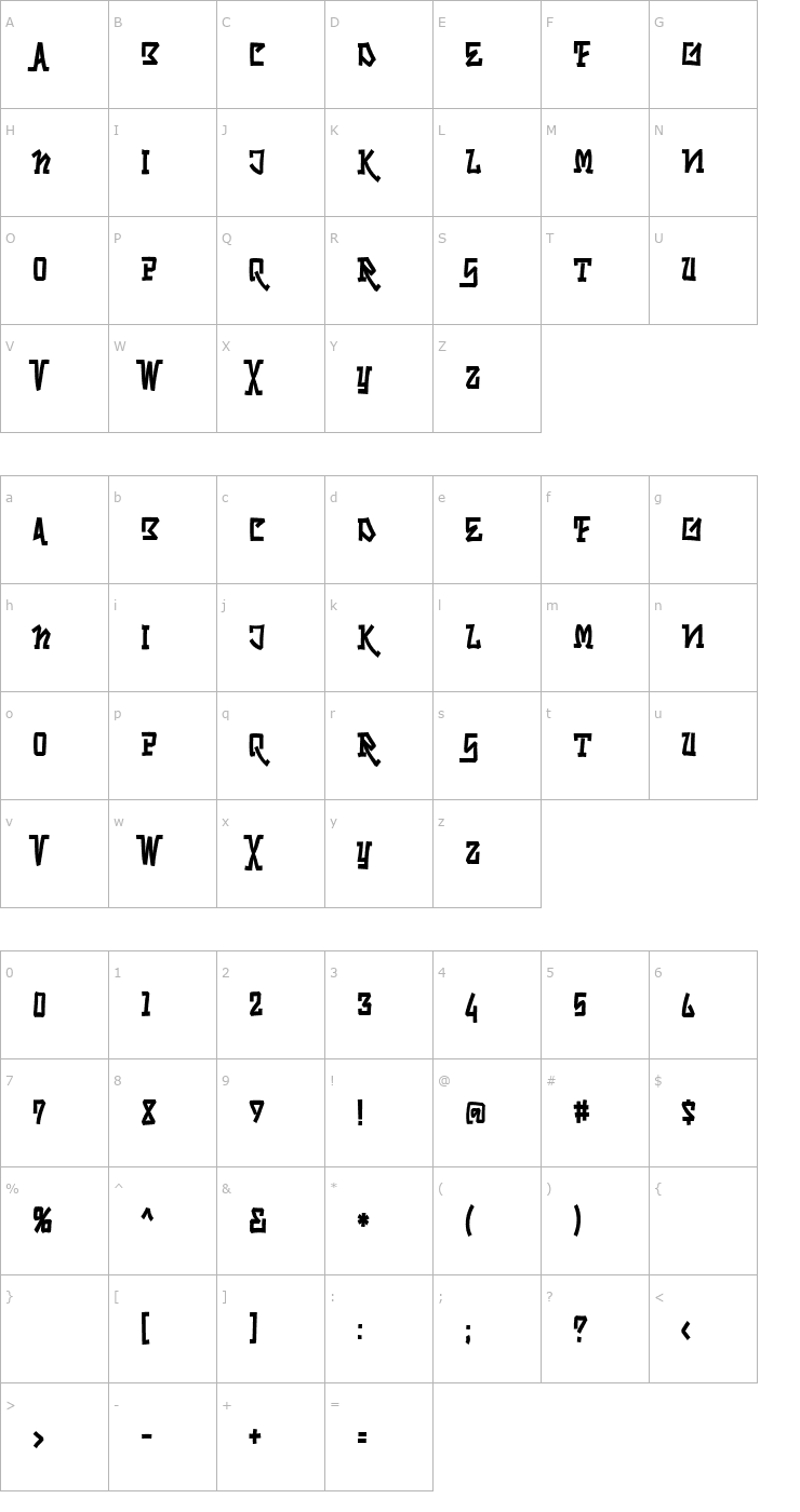 Character Map Skrybylrr Font