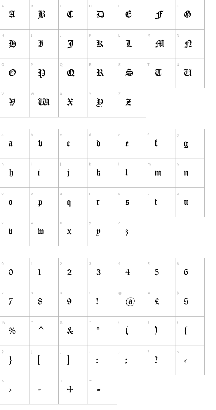 Character Map Skt Medieval Font