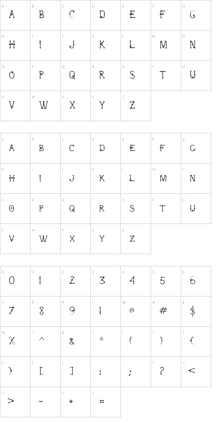 Character Map Skull and Bones OTF Font
