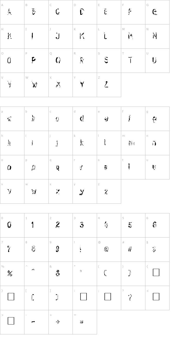 Character Map Skwieker Regular Font