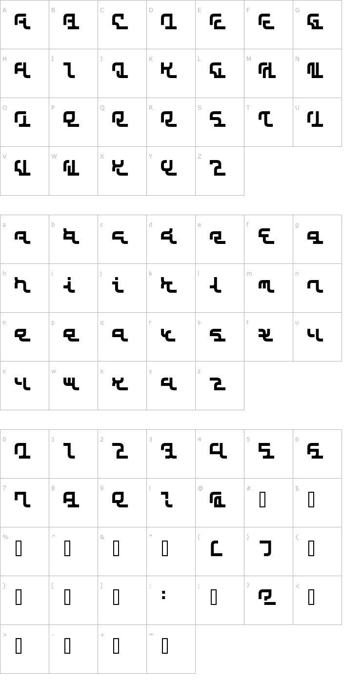 Character Map SKYSCRAPER Font