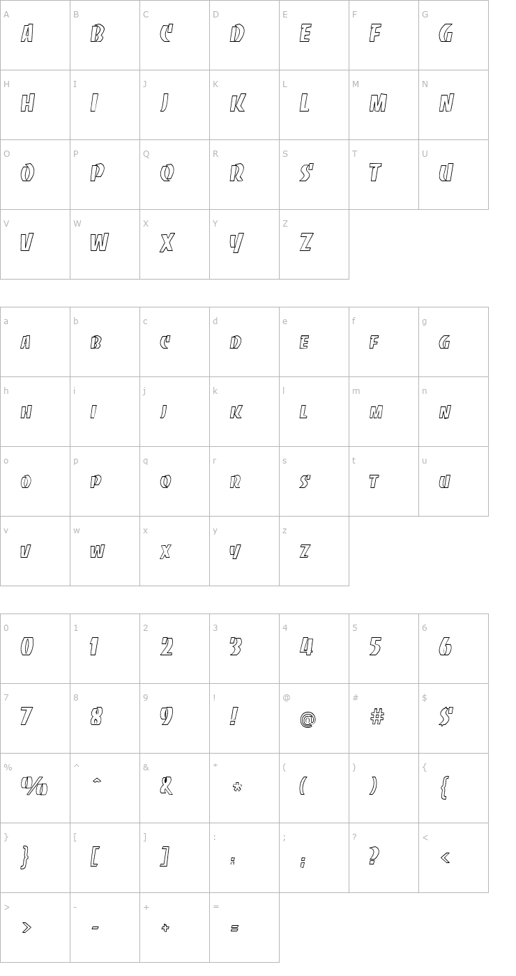 Character Map Slabout Becker Font