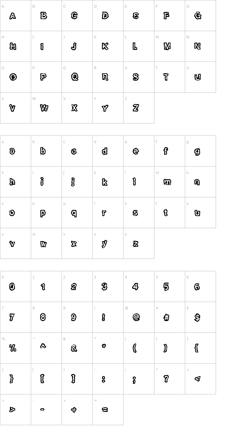 Character Map SlackhappyOutline Font