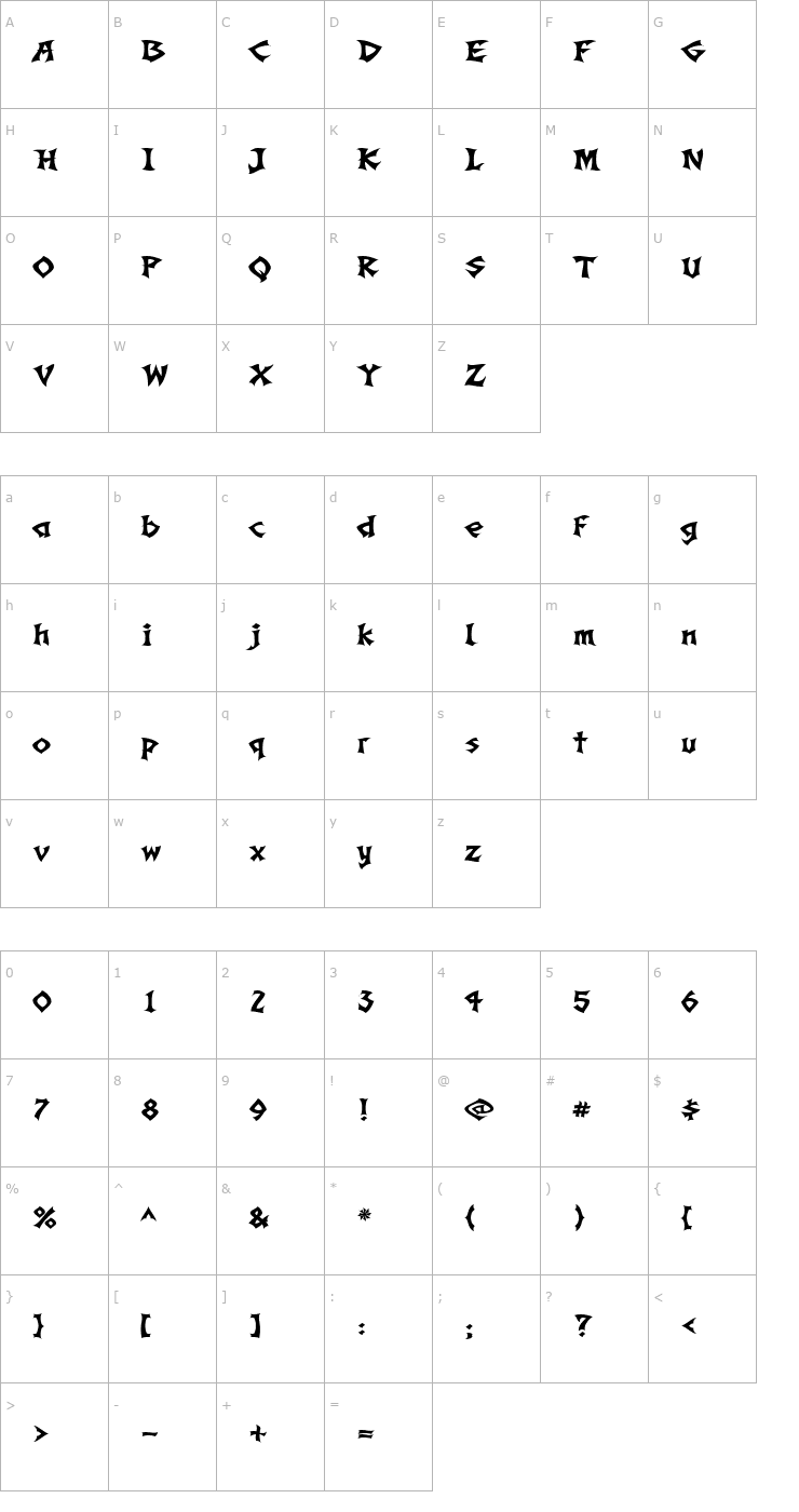 Character Map Slade Font