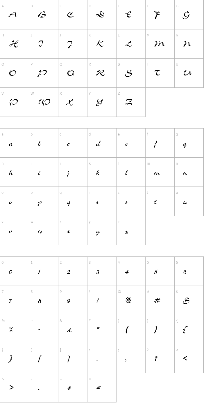 Character Map Slalom Font