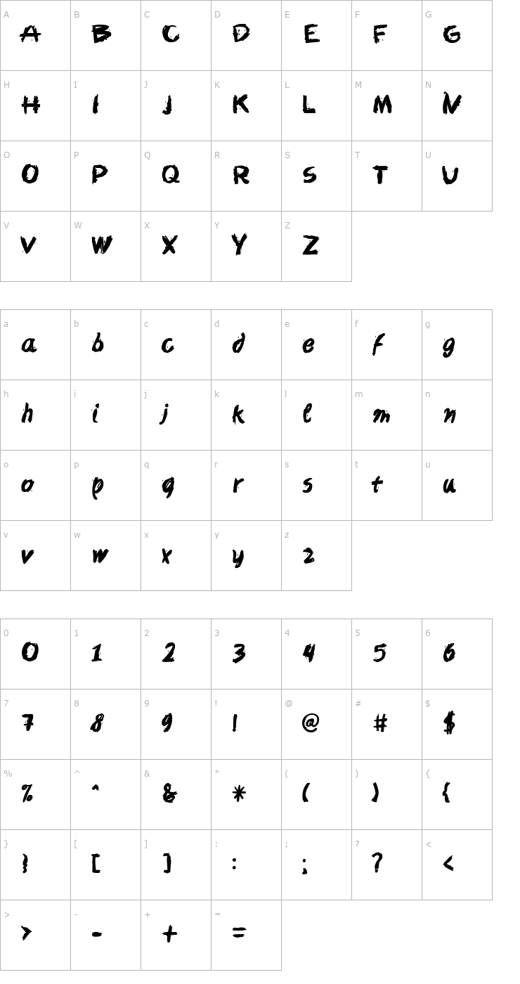Character Map Slang Font