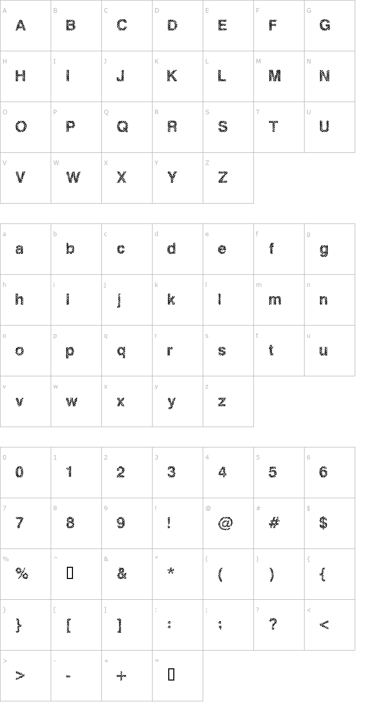 Character Map Slang King Bold Font