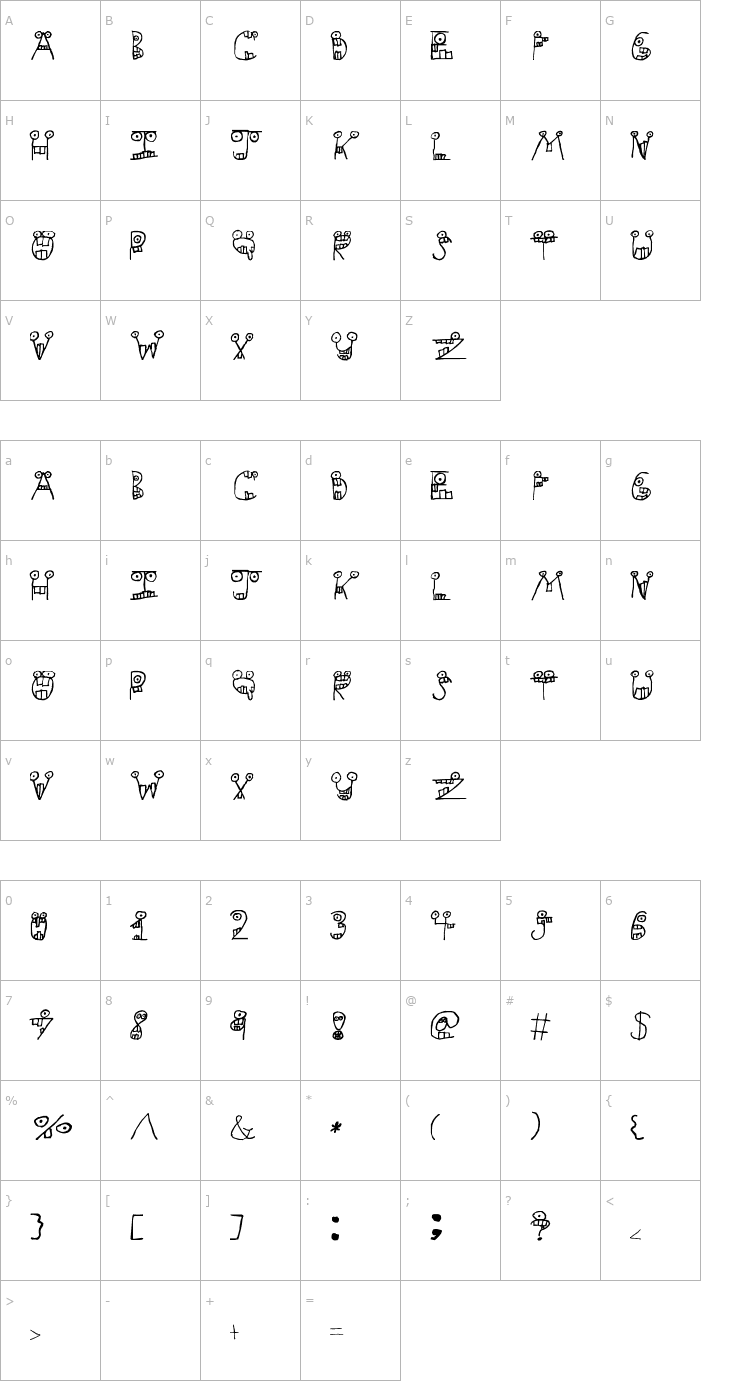 Character Map Slapstick Dental Inc. Font