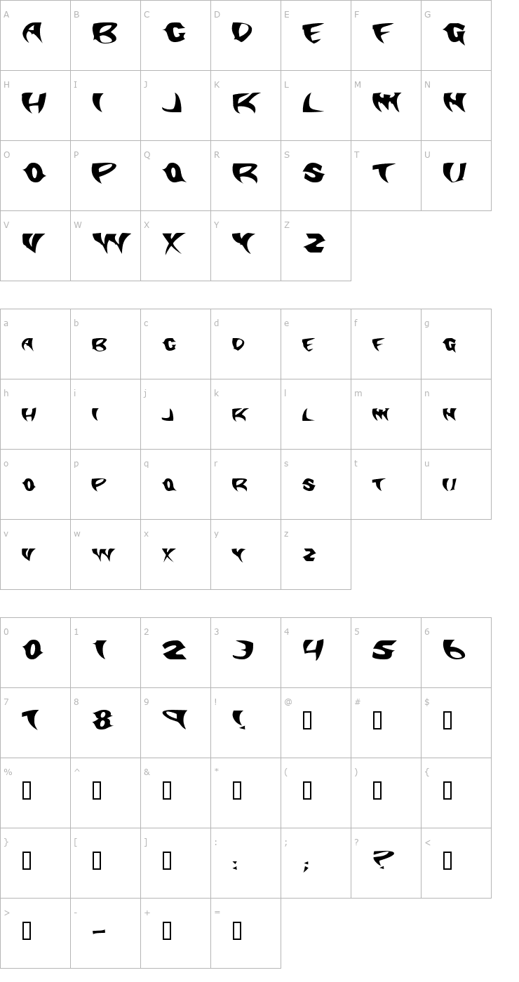 Character Map SlasherExtended Font