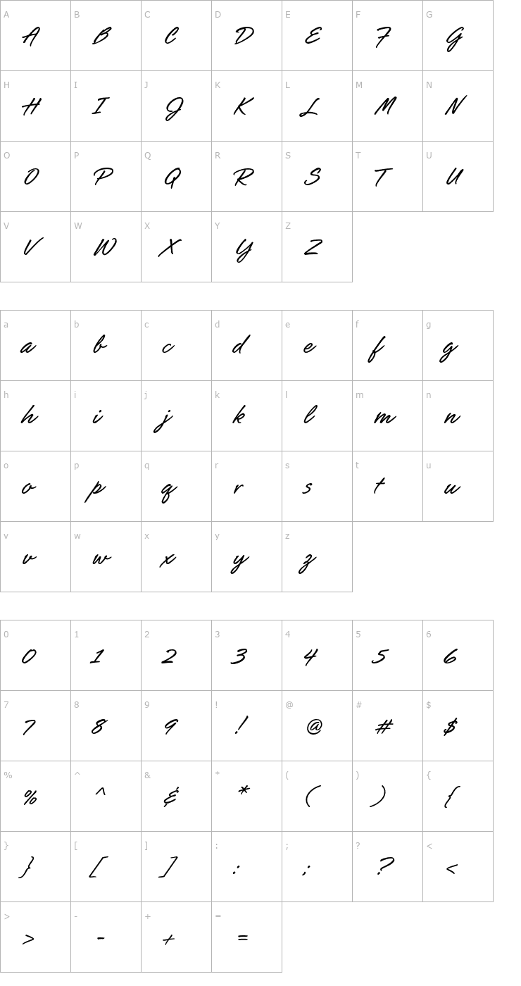 Character Map SlashHmkBold Font
